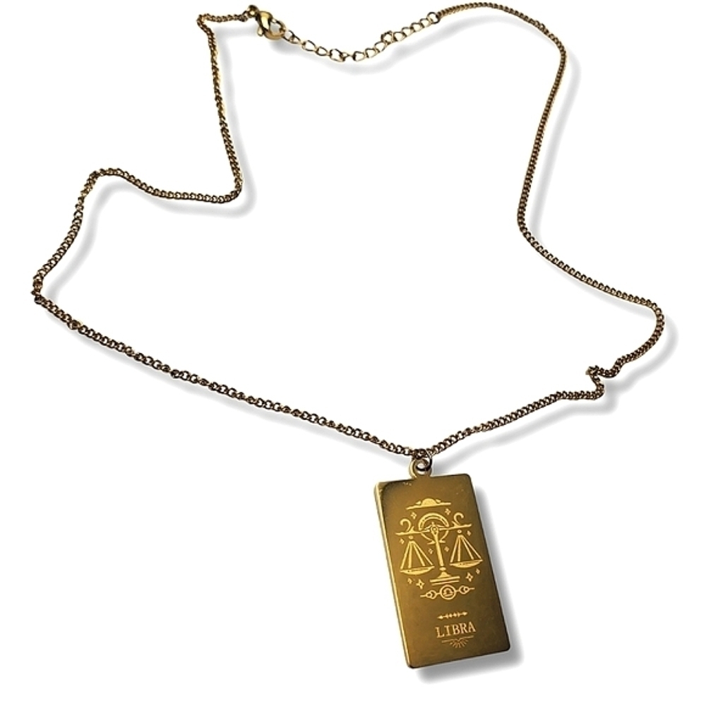 18K Gold Plated Libra Zodiac Adjustable Necklace